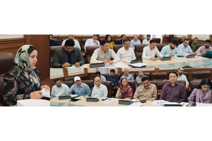 Minister Sakeena Itoo chairing a meeting on Monday.
