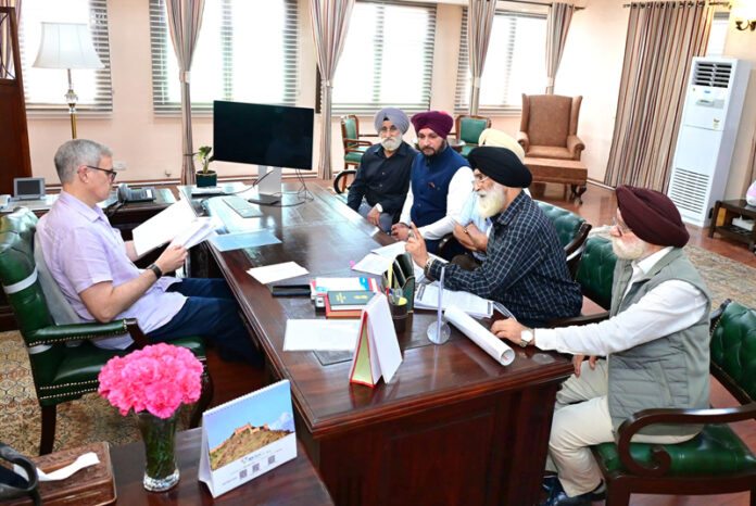 A delegation of Sikhs meeting CM Omar Abdullah in Jammu on Thursday.