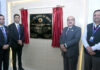Senior executives of SBI during inauguration of newly renovated full-service branch in Akhnoor town of Jammu.