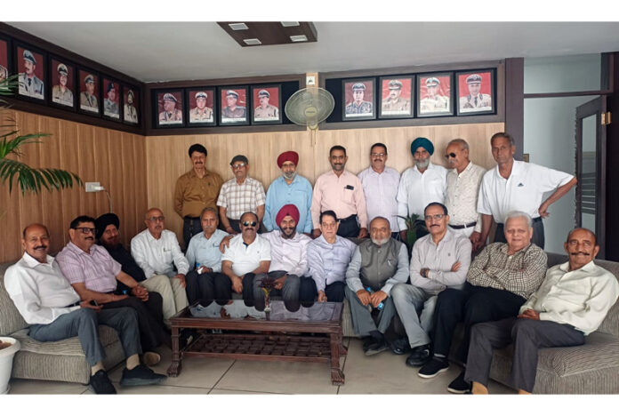 Police veterans of District Jammu during a meeting on Wednesday.