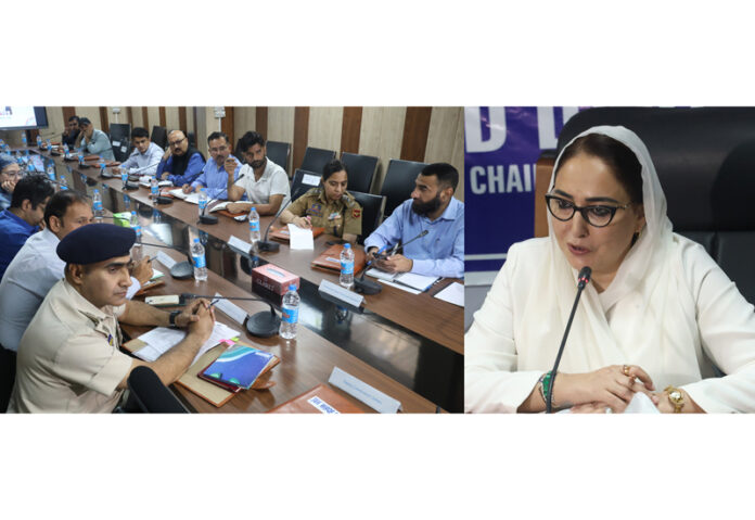 J&K Waqf Board Chairperson, Dr Darakhshan Andrabi addressing a meeting in Jammu on Saturday. -Excelsior/ Rakesh