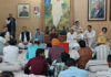 Senior NC leaders during meeting at party office in Jammu on Saturday.