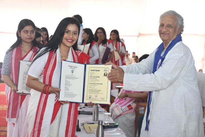 A student receives degree during 42nd Convocation of Banasthali Vidyapith.