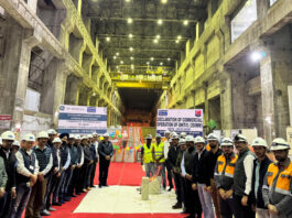 NHPC officials posing on the commissioning of third unit of Subansiri Lower Hydroelectric Project.