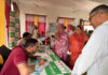 Doctors checking the patients during a medical camp organized in Ramgarh.