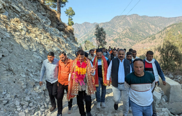 MLA Katra Baldev Sharma during a tour of Bhomag.