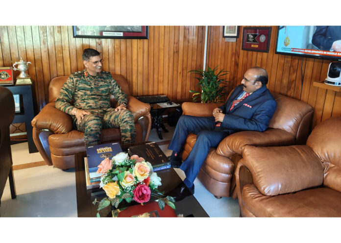 MLA Mohan Lal Bhagat during meeting with GOC of 10 Infantry Division in Akhnoor.