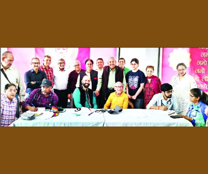 HoD Cardiology GMC & SSH Jammu Dr Sushil Sharma examining patients at Jain Sabha, Jammu on Sunday.