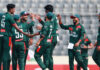 Bangladesh players celebrating after winning Odi series against Pakistan at Dhaka on Sunday.