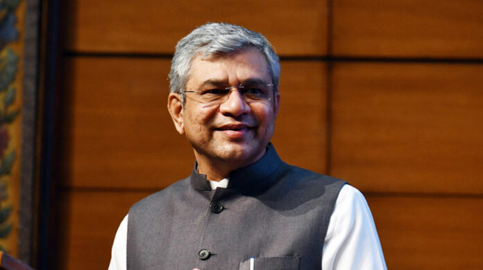 Union Minister for Information and Broadcasting and Railways Ashwini Vaishnaw briefing newsmen about the cabinet decisions, in New Delhi .