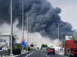 Smoke billows out of liquefied natural gas hubs at Ras Laffan Industrial City in Qatar following attack by Iran.