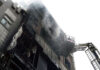 Scary visuals emerge from a building near Ram Chowk, Palam, where a fire breaks out in New Delhi on Wednesday. (UNI)