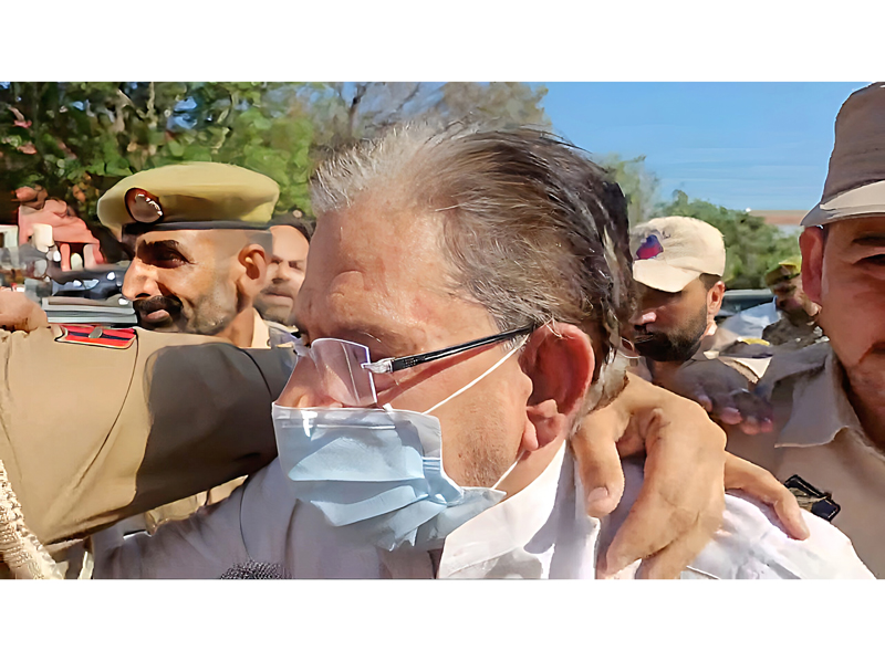 Accused Kamal Singh Jamwal being produced in court at Jammu on Thursday. -Excelsior/Rakesh