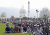 Devotees offer Eid prayers at Hazratbal shrine in Srinagar. -Excelsior/Shakeel