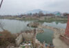 View of incomplete 99-metre-long footbridge at north Kashmir’s Sumbal. —Excelsior/Firdous