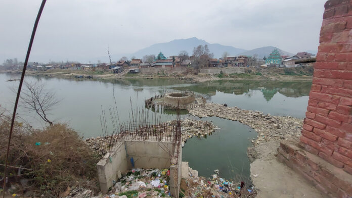 View of incomplete 99-metre-long footbridge at north Kashmir’s Sumbal. —Excelsior/Firdous View of incomplete 99-metre-long footbridge at north Kashmir’s Sumbal. —Excelsior/Firdous