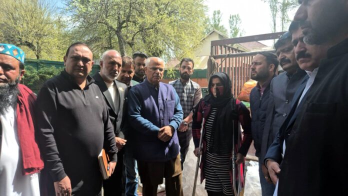J&K BJP General Secretary (Organization) Ashok Koul along with party leaders in Srinagar.