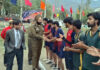 SDPO Thannamandi Parupkar Singh interacting with players before start of match. -Excelsior/Imran