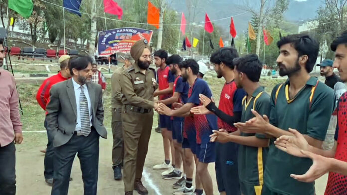 SDPO Thannamandi Parupkar Singh interacting with players before start of match. -Excelsior/Imran SDPO Thannamandi Parupkar Singh interacting with players before start of match. -Excelsior/Imran