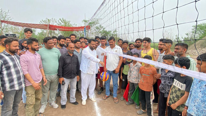 Dignitary and others posing during final match of Volleyball tournament at Pargwal. Dignitary and others posing during final match of Volleyball tournament at Pargwal.