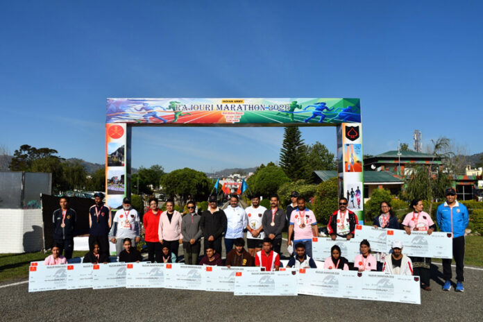 Dignitaries presenting medals and cheques to winners during prize distribution ceremony in Rajouri on Sunday. -Excelsior/Amit Sharma Dignitaries presenting medals and cheques to winners during prize distribution ceremony in Rajouri on Sunday. -Excelsior/Amit Sharma