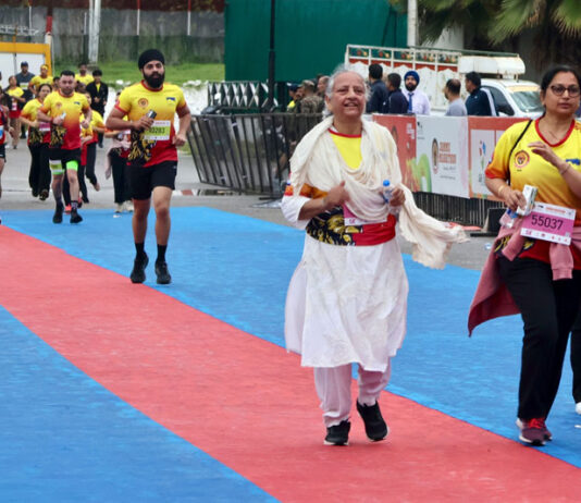 Enthusiastic participants take on the streets of Jammu during Jammu's first International Marathon.