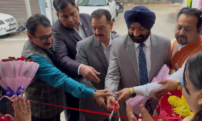 Dignitaries inaugurating IDPS Junior School in Gangyal on Friday.
