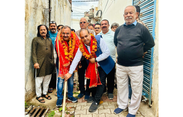 MLA Vikram Randhawa inaugurating development works in Channi Himmat. MLA Vikram Randhawa inaugurating development works in Channi Himmat.