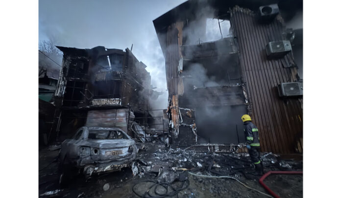 A view of damage caused by fire in Pahalgam. -Excelsior/Sajad Dar A view of damage caused by fire in Pahalgam. -Excelsior/Sajad Dar