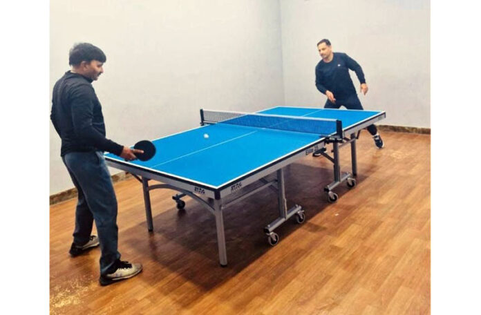 Table Tennis players in action at Jammu Club's newly upgraded facility.