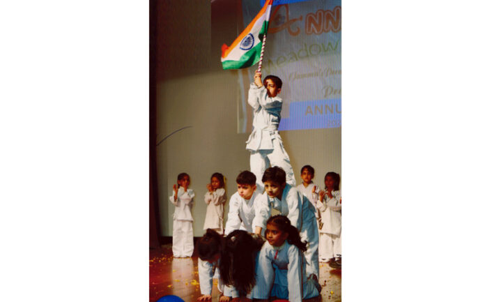 Students performing during an annual day event. Students performing during an annual day event.