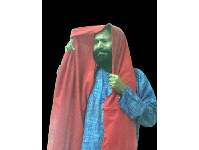 A scene from the play 'Bholaram Da Jeev' staged in Jammu on Saturday.