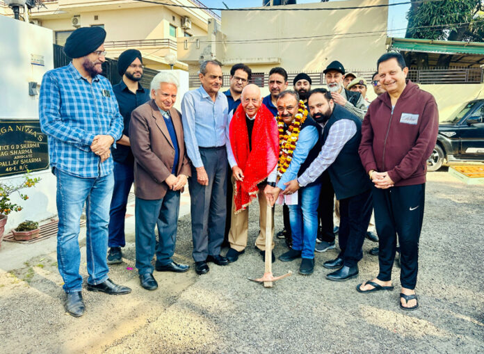 MLA Choudhary Vikram Randhawa starting tile work in Ward 20 on Monday. MLA Choudhary Vikram Randhawa starting tile work in Ward 20 on Monday.