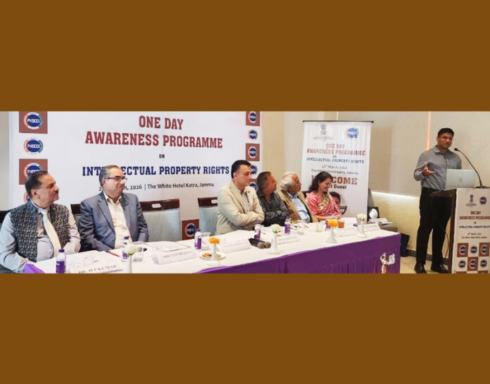 A speaker during awareness programme by PHDCCI at Katra on Sunday.