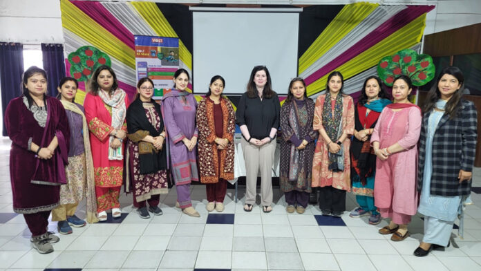 Shradha Anand posing with DPS Jammu management during the workshop.