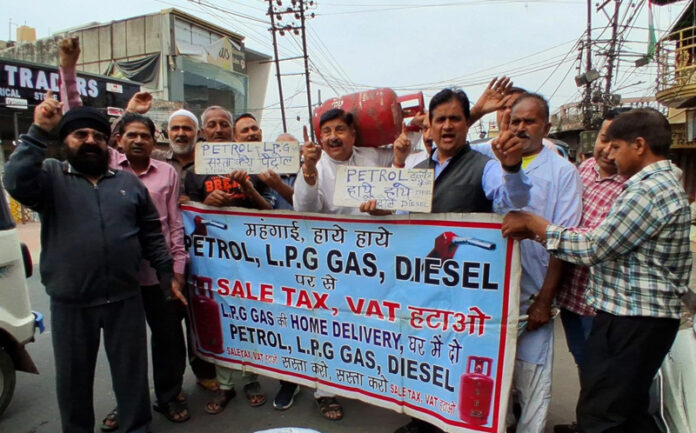 MSJK activists during a protest in Jammu on Wednesday.
