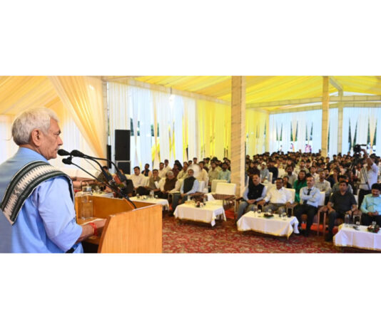 LG addressing a gathering during celebration of Rajasthan and Odisha Day at Lok Bhavan on Monday.