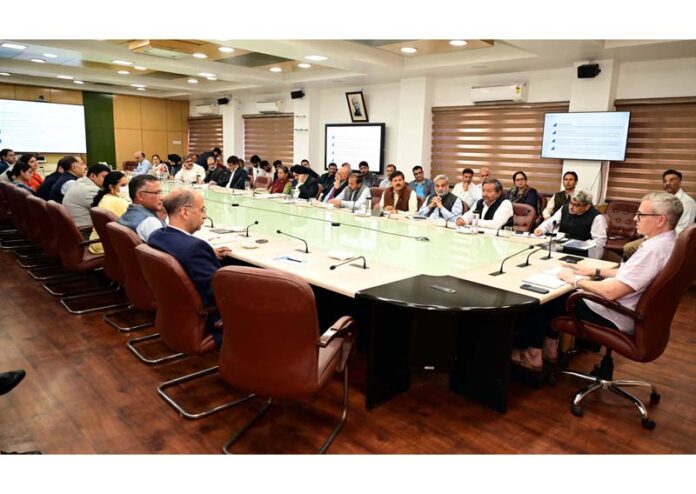 CM Omar Abdullah chairing a meeting at Jammu on Thursday. CM Omar Abdullah chairing a meeting at Jammu on Thursday.