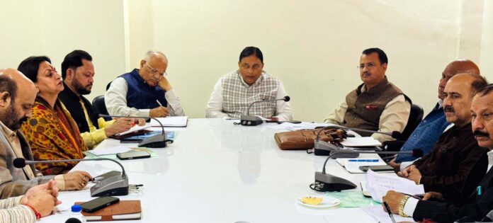 BJP leaders at a party meeting at Jammu on Thursday. BJP leaders at a party meeting at Jammu on Thursday.