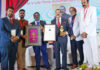 Union Minister Dr Jitendra Singh being conferred "Lifetime Achievement Award" during National Medical Meet at Chennai on Friday.