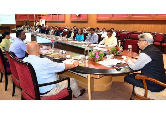 Chief Secretary chairing a meeting at Jammu on Thursday.