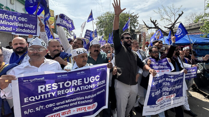 SC, ST, OBC community members during a rally in Jammu. —Excelsior/Rakesh