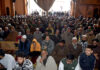 People during Friday congregational prayers at the historic Jamia Masjid in Srinagar. -Excelsior/Shakeel