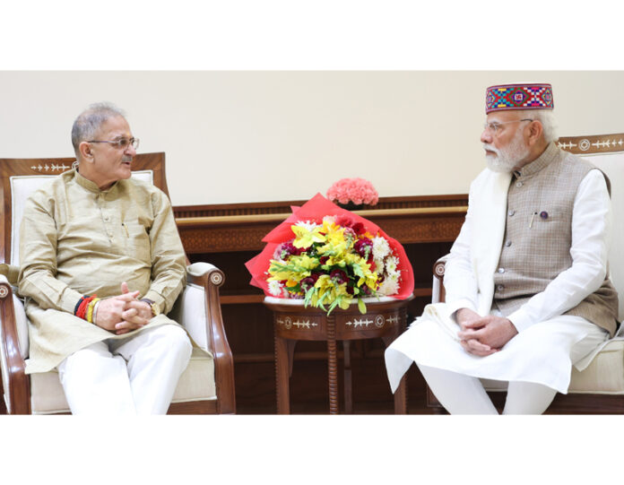 HP Governor, Kavinder Gupta during a meeting with PM Modi in New Delhi.