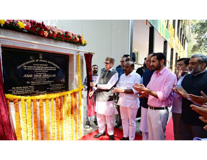 CM Omar Abdullah inaugurating new block at Civil Secretariat Jammu on Friday.