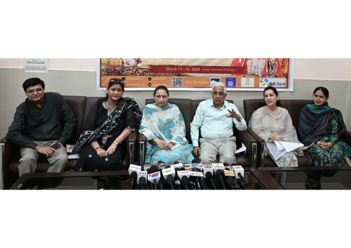 JU Vice-Chancellor and others talking to mediapersons on Wednesday.