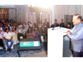 Union Minister Dr Jitendra Singh addressing the ‘Planet C3 Summit on Climate, Circularity and Community’ at Hotel Taj, New Delhi on Friday.