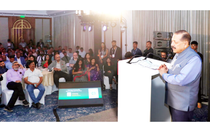 Union Minister Dr Jitendra Singh addressing the ‘Planet C3 Summit on Climate, Circularity and Community’ at Hotel Taj, New Delhi on Friday.