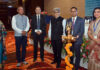 Chief Secretary, Atal Dulloo posing along with others during a function in Jammu.
