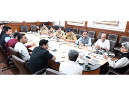 Chief Secretary chairing a meeting at Jammu on Friday.